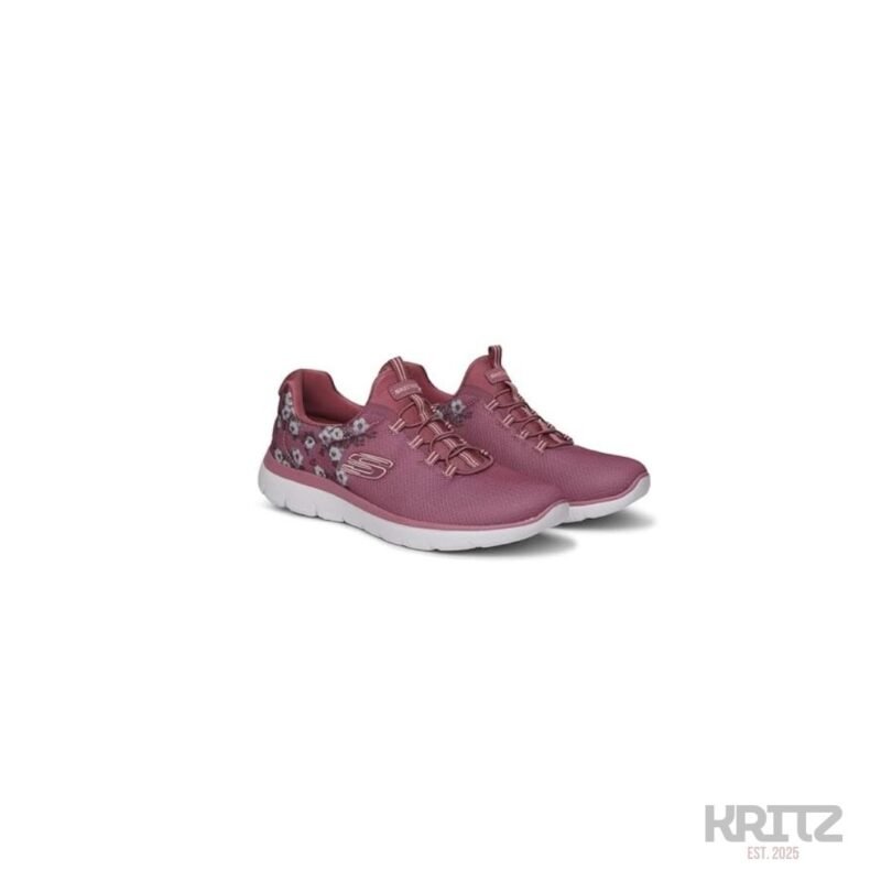 Skechers women floral walking shoes slip on pink casual sneakers