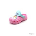 Kids Pink Cartoon Clogs with Smile Strap and Cute Cartoon Design